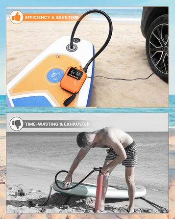 Насос електричний для SUP дошки Accwork 20 PSI, 12V, з адаптерами для каяка, човна, надувного матрацу