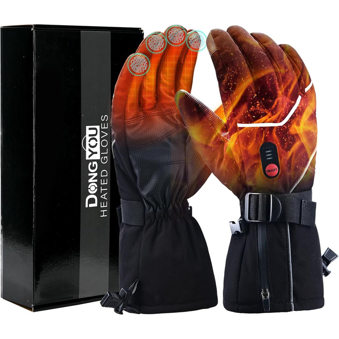 Обогревні рукавички з регулюванням температури та сенсорним екраном, 7.4V 3000 mAh, для чоловіків та жінок, підходять для кемпінгу, походів, катання на лижах (XL)