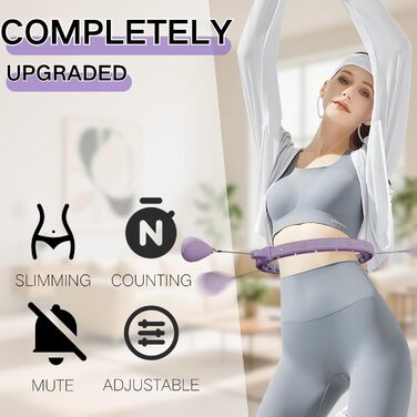Розумний обтяжувач-хулахуп Infinity Fitness для схуднення, регульований, 76-127 см, з лічильником (фіолетовий)