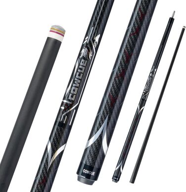 Більярдний кий CRICAL з карбону, 147,3 см, професійний, з'єднання 3/8 x 8, наконечник 12,5 мм, COWCUE-02