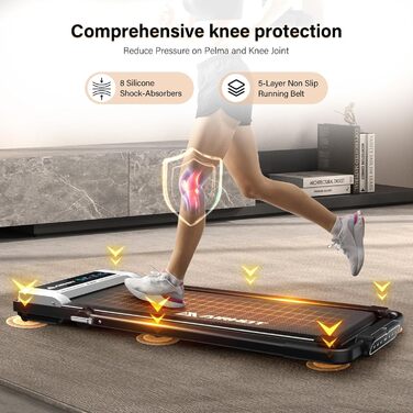 Бігова доріжка Walking Pad 2.5 к.с., тиха, під стіл, з пультом і LED-дисплеєм, компактна та портативна для домашнього офісу, біла з поручнем