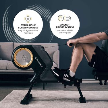 Гребний тренажер SportPlus для дому, складаний, 8 рівнів опору, магнітна система, до 150 кг, тихий, німецький дизайн