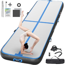 Гімнастичний надувний мат FBSPORT Airtrack 10/20 см, товщений, з насосом і сумкою, для дому, йоги, тренувань, 2-6 м