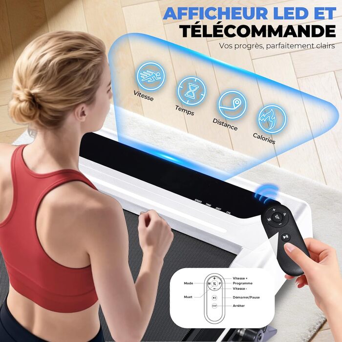 GTPLAYER Ходунка для дому, біговий килимок складаний з LED-дисплеєм та пультом, регульовані підлокітники, двигун 2.5 PS, фітнес, тренування, домашній фітнес, зелений (білий)