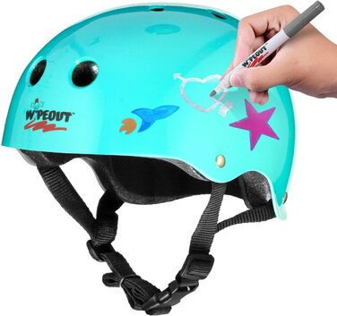 Дитячий велосипедний шолом Wipeout Dry Erase, для скейтборду, самоката, із можливістю малювати, бірюзовий, для дітей 5+