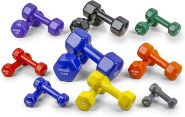 Гантелі TRENAS Hexagon 2×6 кг для фітнесу та силових тренувань, набір для жінок і чоловіків, для дому та спортзалу