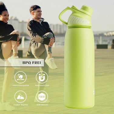 Термос Fjbottle з нержавіючої сталі для води та напоїв, спортивна пляшка з магнітною кришкою, об'єми 400/600/800/1000/1500 мл, без BPA, герметична, підходить для газованої води, для школи та фітнесу