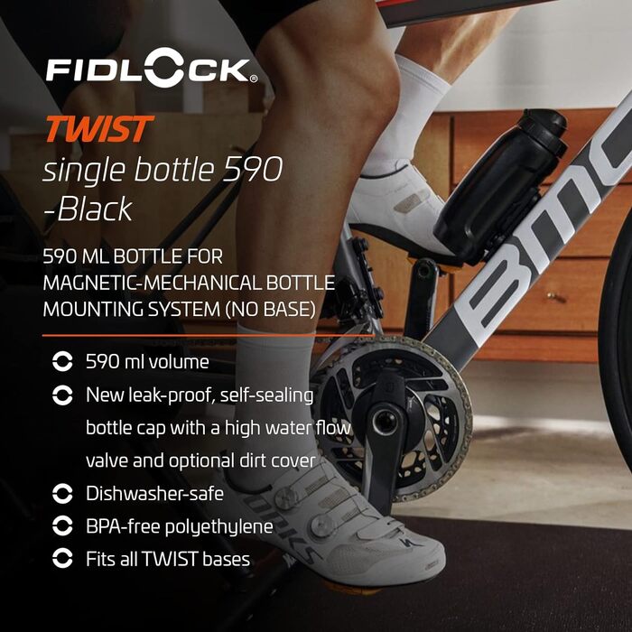 Пляшка для води Fidlock з магнітним конектором Twist, чорна, 590 мл