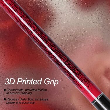 Професійний билькардний кий Ray Speed з 3D-друкованим грифом та наконечником 13 мм, для точної гри, низька деформація для покращеної точності, ідеальний для (Rot/Ausflug, однотонні (Getaway Solids))
