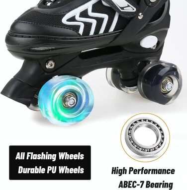 Дитячі ролики Kinder для дівчаток та хлопчиків, регульовані, з підсвічуванням, Quad Skates, для дому та вулиці