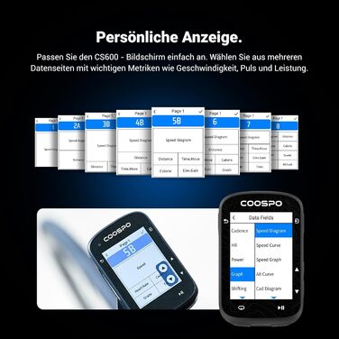 Велокомп'ютер GPS COOSPO CS600 з Bluetooth/ANT+, бездротовий, водонепроникний IPX7, з підсвіткою та навігацією, підтримка велорадара, 36 годин роботи