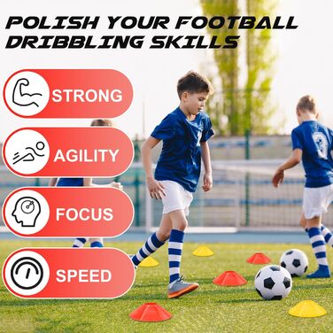 Дитячі ворота для футболу CATCHLUCK - Pop Up ворота з 6 перешкодами, мішком для перенесення (Червоні)