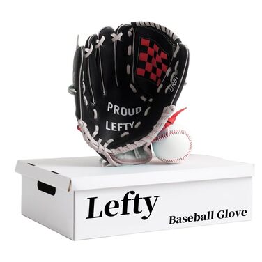 Рукавичка для бейсболу Urby для лівшів, дитяча, для T-ball (чорно-червона, розмір 11.5 дюймів, 7-11 років)