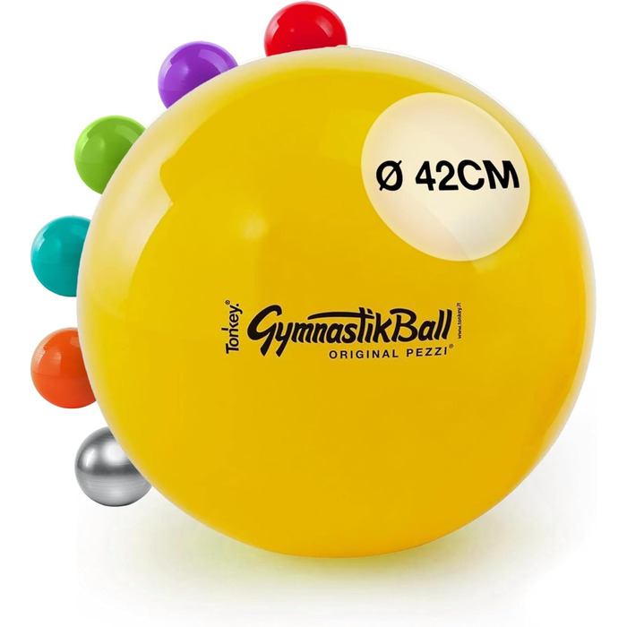 Гімнастичний м'яч PEZZI Original Pezziball 42 см, жовтий – універсальний фітнес-м'яч для терапії, спорту та офісу, міцний ПВХ, навантаження до 400 кг