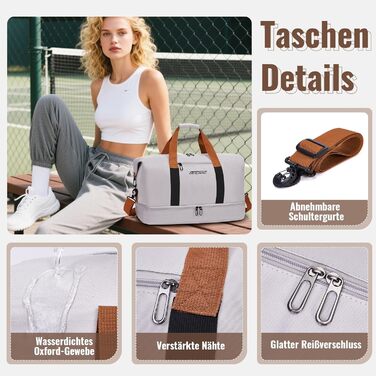 Спортивна сумка та дорожня сумка для жінок та чоловіків з відділенням для взуття та мокрою білизною, велика місткість, легка, водонепроникна сумка для плавання, подорожей, спорту, фітнесу