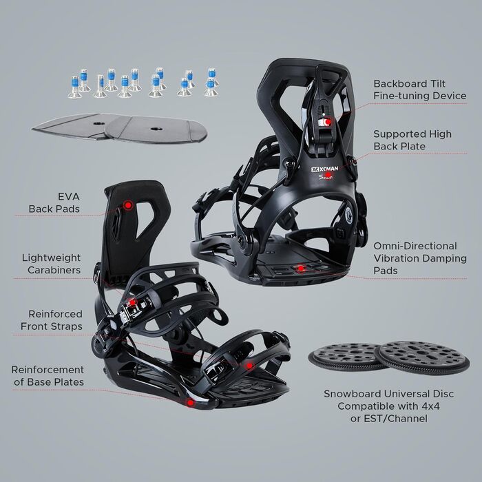 Кріплення для сноуборду XCMAN, чорні, розмір M - для чоловіків