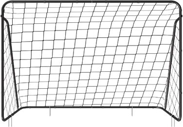 Ворота для футболу SONGMICS з сіткою, 76 x 215 x 150 см, для саду, двору, парку, пляжу, чорного кольору