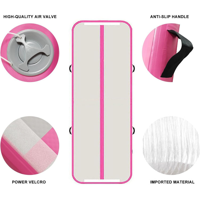 Гімнастична килимок JOYTALENT Air Matte Track з надувним покриттям, 10 см, 300 x 100 x 10 см (Рожевий)