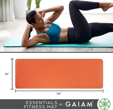 Йога мат Gaiam Essentials, товста фітнес-мат для тренувань, 183x61x1 см, чорна