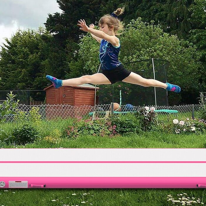 Гімнастична мат Air Matte Track 3M/4M/5M/6M, килимок для акробатики та гімнастики 10/20см заввишки з повним аксесуаром, надувний килимок для дому та вулиці, йога, м'ятно-зелений/чорний (Рожевий Air Mat, 300*100*20см)