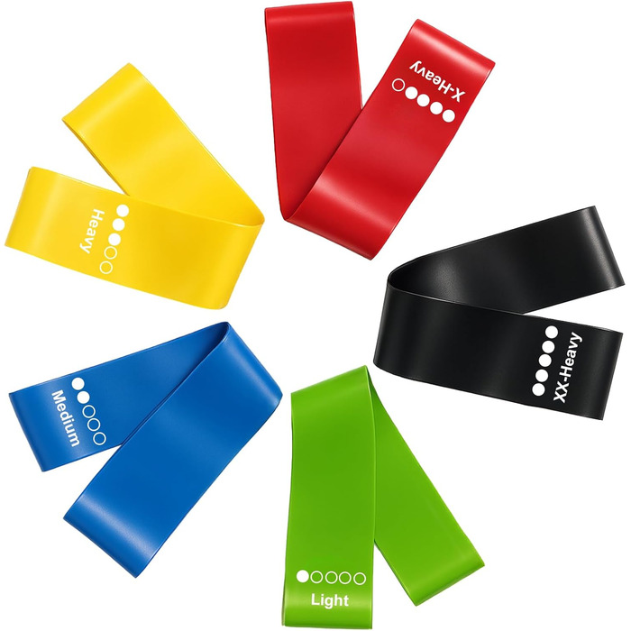 Набір фітнес-гумок 5 шт., гумки для фітнесу з 5 рівнями опору, гумки для фітнесу, йоги, пілатесу та силових тренувань