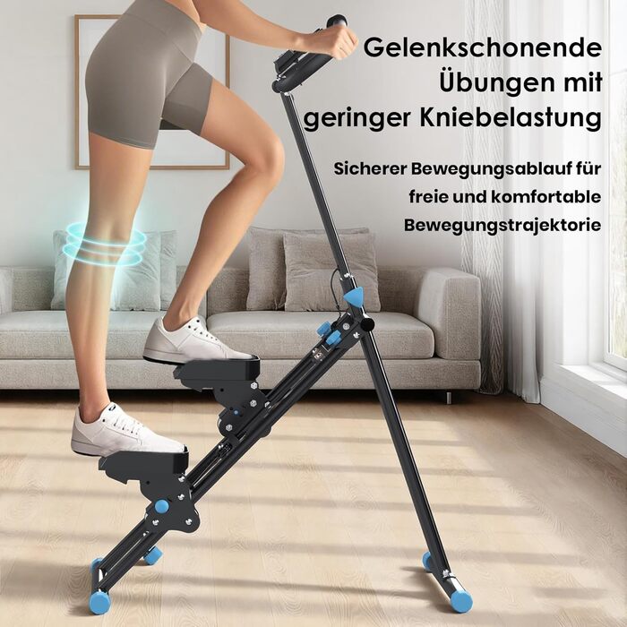 Вертикальний степер Mdeam для дому з широким кроком, складаний, з ручками, для кардіотренувань, чорний