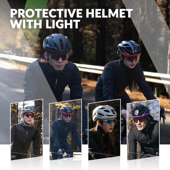 Велошолом ROCKBROS з LED-підсвіткою, MTB, для чоловіків і жінок, USB зарядка, акумулятор 1800 мАг, дихаючий, розмір 58-60 см, чорний-фіолетовий