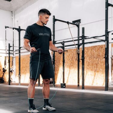 Скакалка для стрибків Velites Cyclone, ультралегка, преміум-дизайн, система 360°, блакитна