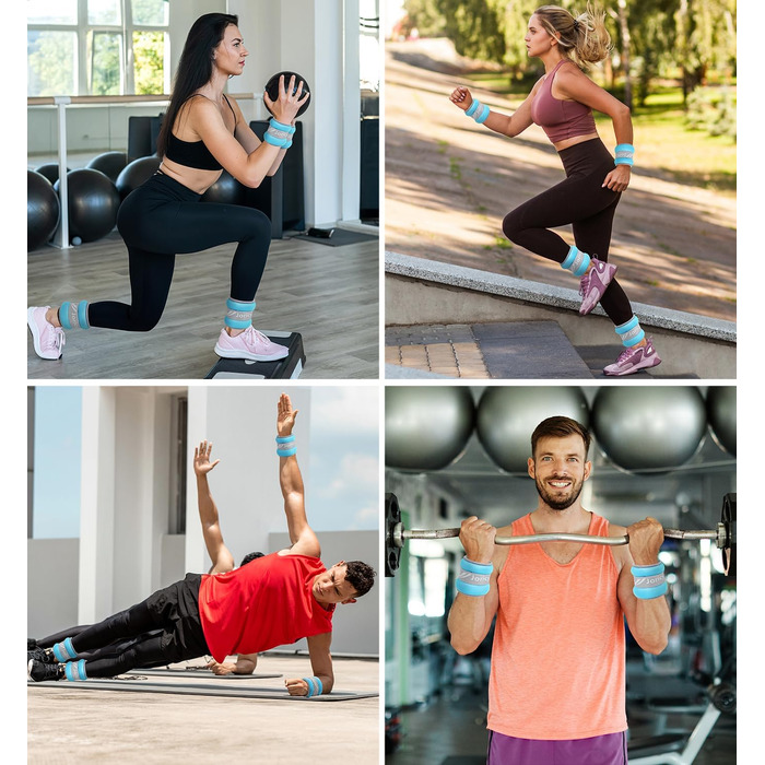 Гантелі на кісточку/зап'ястя для ніг та рук, 1/2/3/4/5/6/8/10 кг, 1 пара, блакитні