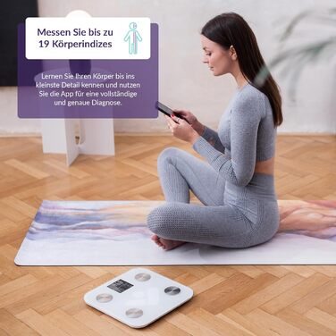 TrueLife FitScale W6 Bluetooth ваги з аналізом імпедансу, 19 показників тіла, LCD-дисплей, 8 користувачів, білий