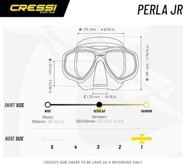 Дитячий комплект для снорклінгу Cressi Perla Jr: маска та трубка Minigringo, прозорий/аквамарин, універсальний розмір, унісекс