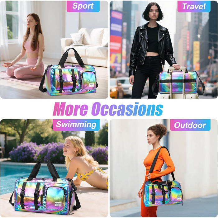 Спортивна сумка Tokeya для жінок: водонепроникна, з відділенням для взуття та мокрою білизною. Легка, складна, ідеальна для занять спортом, фітнесом, подорожами (Чорний)