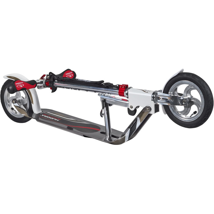 Самокат HUDORA BigWheel 205 для дітей і дорослих, міський, складаний, регульований, з ременем для перенесення, до 120 кг, сріблясто-білий