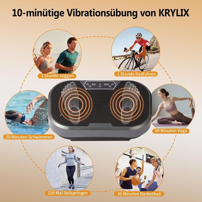 Платформа для вібраційного тренування KRYLIX: схуднення, лімфодренаж, фітнес з еластичними гумками для жінок та чоловіків