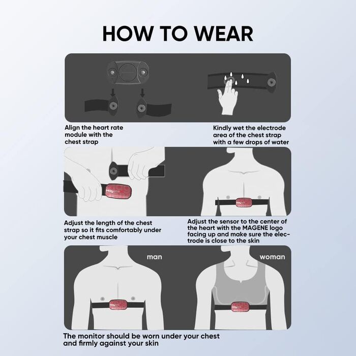 Magene H603 пульсометр на груди: фітнес-трекер з Bluetooth 4.2 та ANT+, водонепроникний IP67, сумісний з Wahoo, Zwift, Strava, Elite HRV, зелений