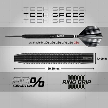 Дротики для дартсу Red Dragon Razor Edge, вольфрамові, професійні, 26 г, чорні, з флайтами та шафтами