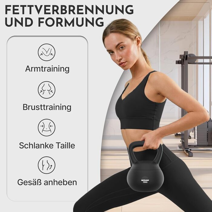 М'яка гантель NEOLYMP Soft Kettlebell 2-12 кг для дому: безшумна, з амортизацією, з зручною ручкою | Чорний колір