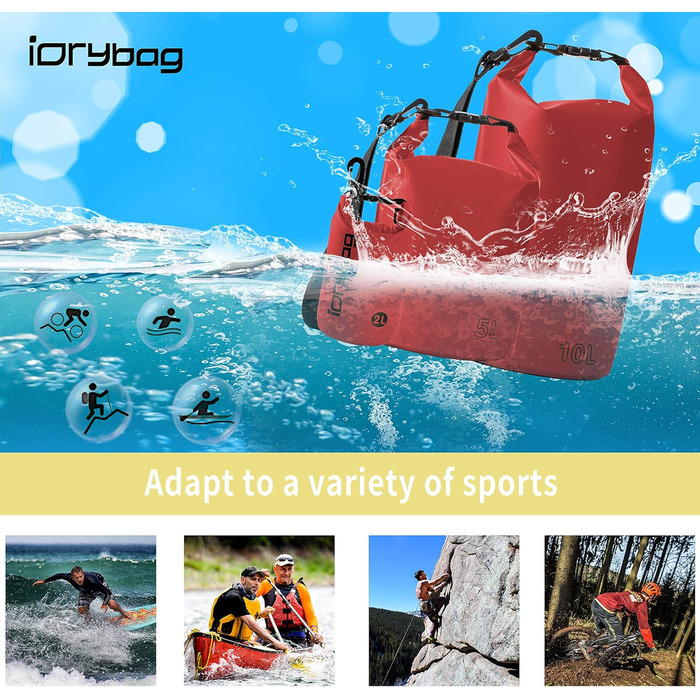Водонепроникний мішок IDRYBAG 10L: для каякінгу, сплавів, відпочинку на пляжі та подорожей