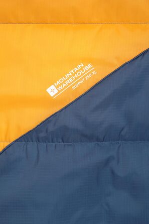 Спальний мішок Mountain Warehouse Summit 250 - 3/4 сезону, ізольований, мумієподібний, 22x40 см у складеному стані. Підходить для осені, кемпінгу та трекінгу. Застібка-блискавка справа, довжина 215 см (Жовтий, XL)
