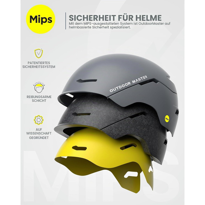 Шолом для гірських лиж та сноуборду OutdoorMaster ELK MIPS з OTG-маскою, матовий сірий, розмір M