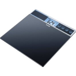 Скляні електронні ваги Beurer GS 39 з функцією голосового повідомлення, великою платформою та пам'яттю на 4 користувачі