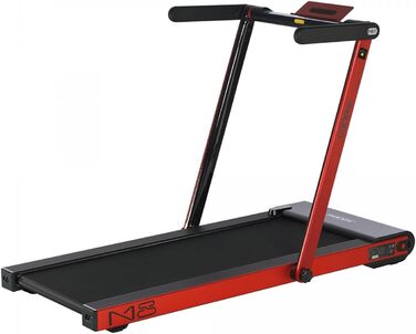 Бігова доріжка MAXXUS M8 електрична, 2 к.с., 12 км/год, складна, 125x45 см, Bluetooth, LCD, керування через додаток, ролики, тримач для планшета, червона/срібляста/бронзова — фітнес-тренажер для дому та офісу