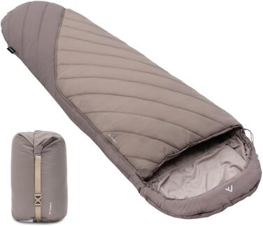 Спальний мішок Qeedo Buddy 8 Outdoor літній (8-25°C) 3 сезони, для дорослих та підлітків (до 200 см), компактний та легкий, поверхня Peach Skin (пісочний колір)
