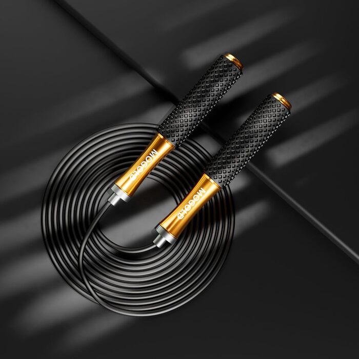 Стрибкове канат для чоловіків, жінок, дітей – з подвійним кульковим підшипником, 360-градусним обертанням, металевою ручкою, ядром з силіконовою ручкою, регульований, 3 м, для фітнесу, схуднення (зелений)