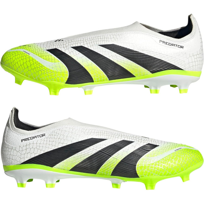 Футбольні бутси adidas Predator League Laceless для твердого/багатоповерххового поля, 40 EU, Cloud White/Core Black/Lucid Lemon