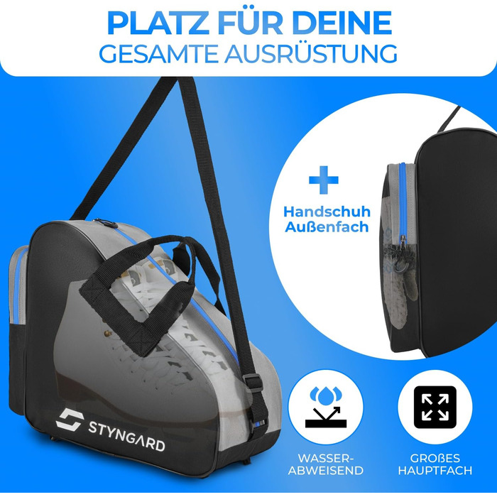 Сумка для ковзанів STYNGARD Montreal (чорно-синя) – універсальна для ковзанів та роликів, міцна та надійна