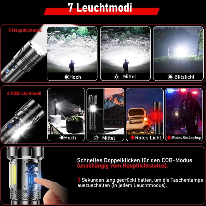 Ліхтар Shadowhawk XHM90.2 LED 1000000 Люмен: Потужний, з COB прожектором, USB, 7 режимів, для кемпінгу та надзвичайних ситуацій
