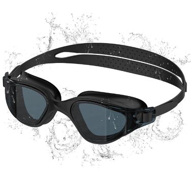 Окуляри для плавання Schwibrille HD, антизапітніючі, UV-захист, герметичні, зручні - для дорослих, басейн/відкрита вода, чорні