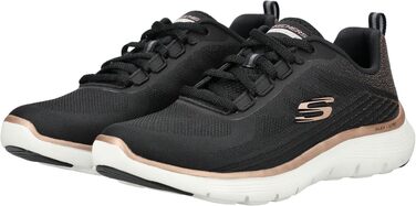 Жіночі кросівки Skechers Flex Appeal 5.0 — Спортивне взуття з дихаючої сітки, чорні з рожевою обробкою (розмір 39.5 EU)