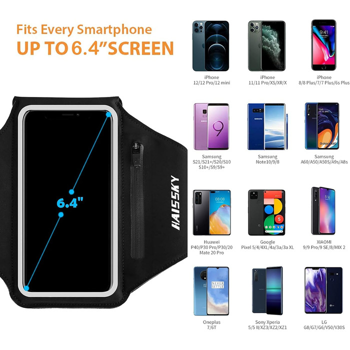 Спортивний браслет Haissky з кишенькою для навушників - чохол для телефону на руку для iPhone та Huawei